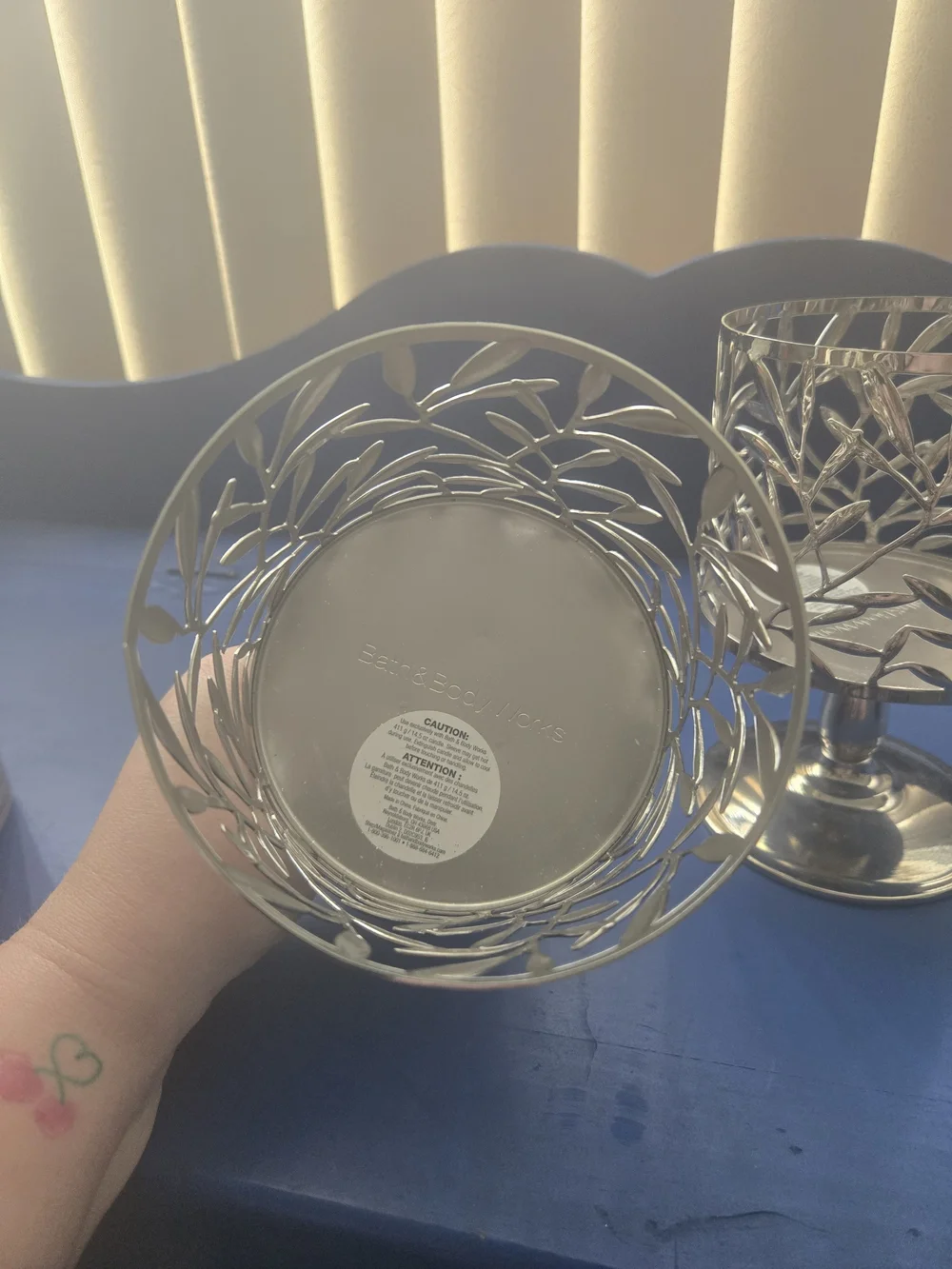 Decorative Silver Leaf Candle Holders - Pair